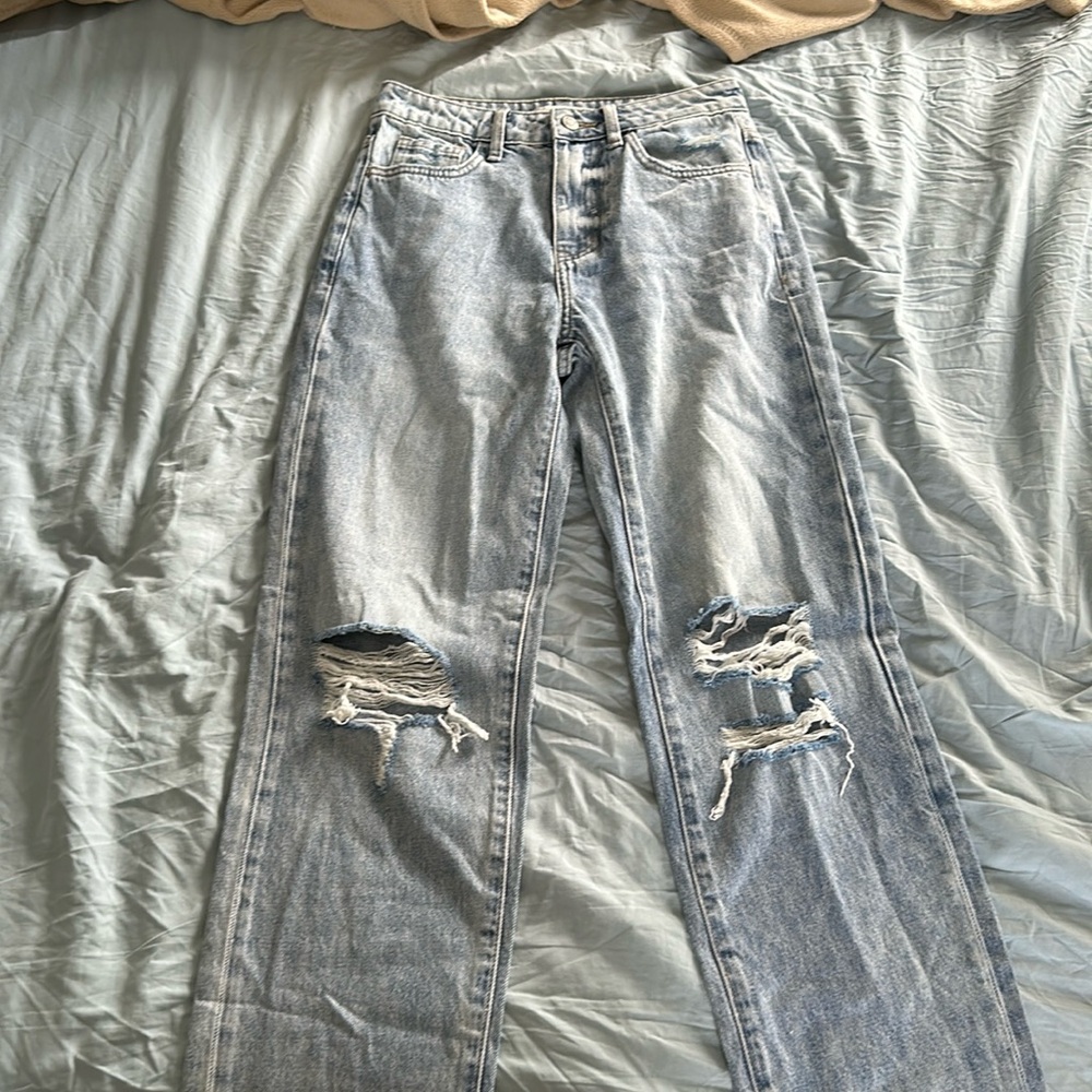 straight jeans with rips